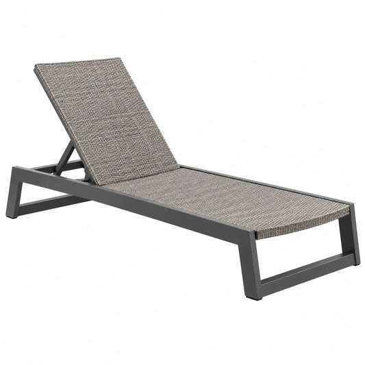 Leżak ogrodowy 195 x 65 x 90 cm z technorattanu szary z regulowanym oparciem