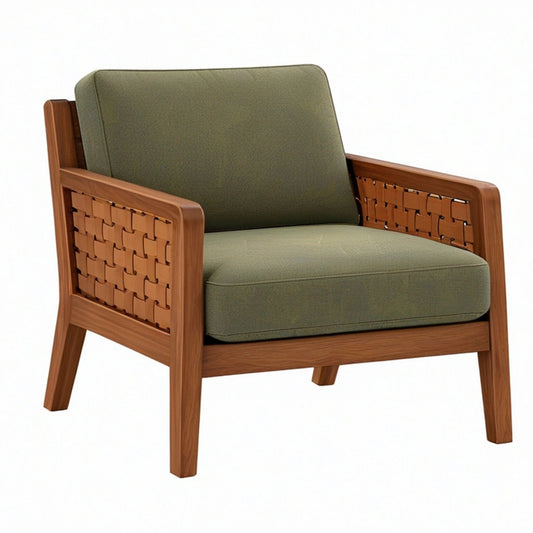 Fotel 76 x 78 x 82 cm drewniany zielony tapicerowany w stylu retro